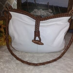 ❤️‍🔥Gaucho Leather Brown/White Woven Strap Shoulder Bag 12"